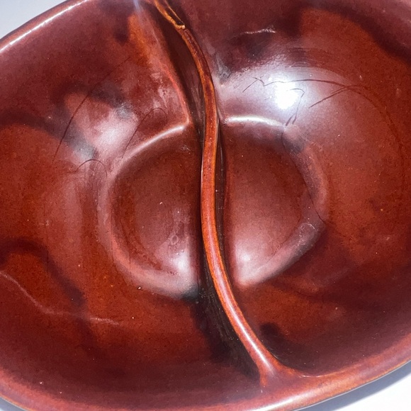 Mar-Crest 10x8" Divided Stoneware Brown Serving Bowl - Picture 4 of 8